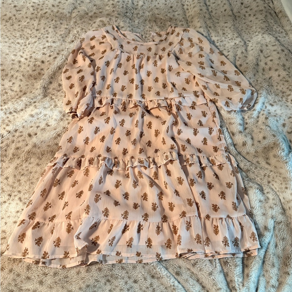 wonder nation Cream Floral Tiered Ruffle Dress